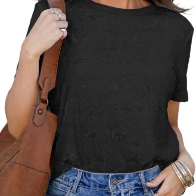 Sidefeel Women's Tops Short Sleeve Round Neck Lace t Blouses Shirts