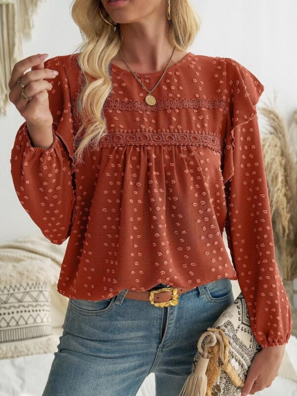 Womens Fall Fashion 2024 Tops For Women Dressy Casual Blouses Long Sleeve Western Blouse Tunic Babydoll Shirts - Image 3