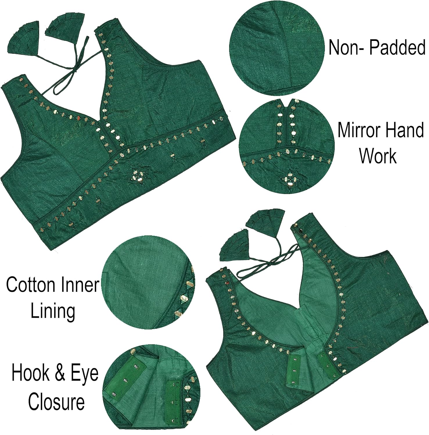 Chandrakala Mirror Work Blouses for Women Sarees,Readymade (B203-P) - Image 5