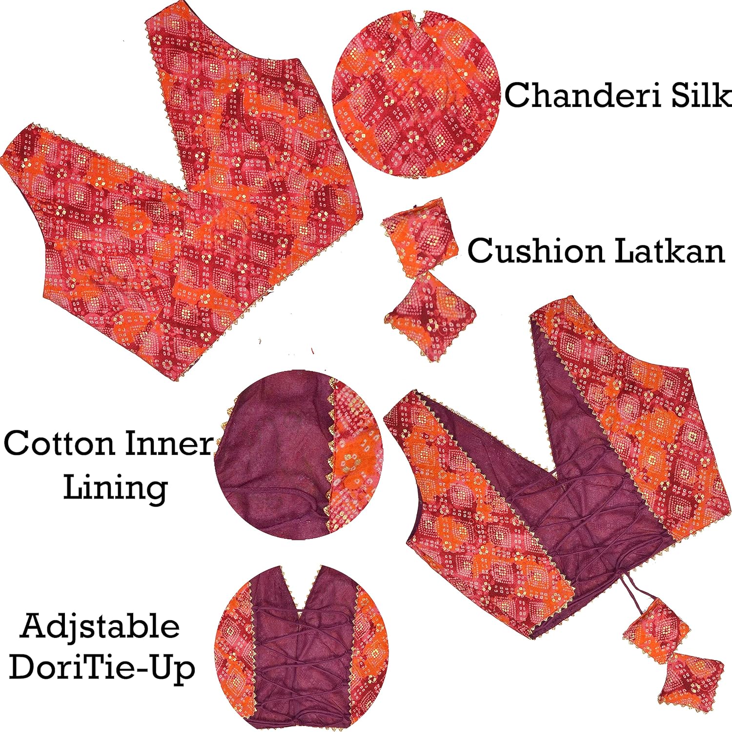 Chandrakala Backless Blouses for Women sarees,Readymade (B204-P) - Image 5