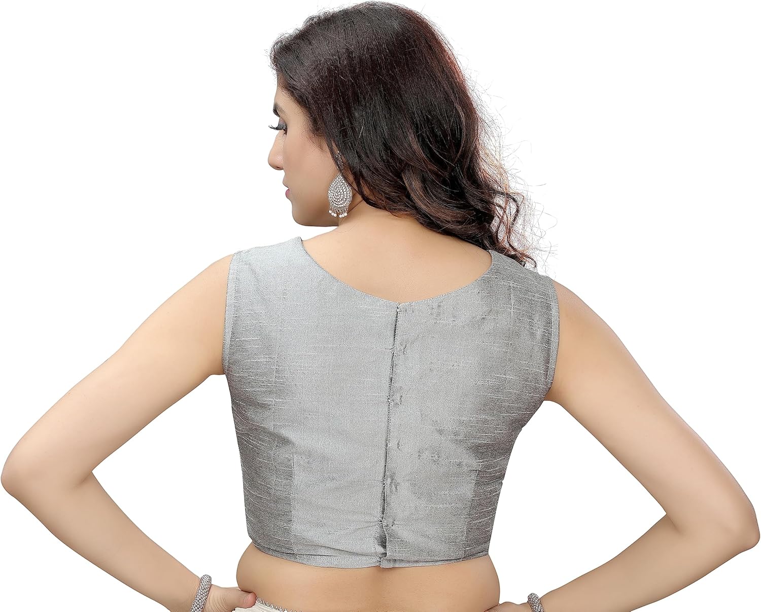 Women's Silk Sleeveless Readymade Saree Blouse - Image 2