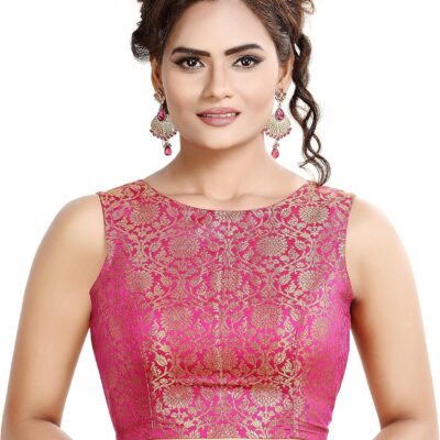 Women's Traditional Rich Banaras Brocade Sleeveless Readymade Saree