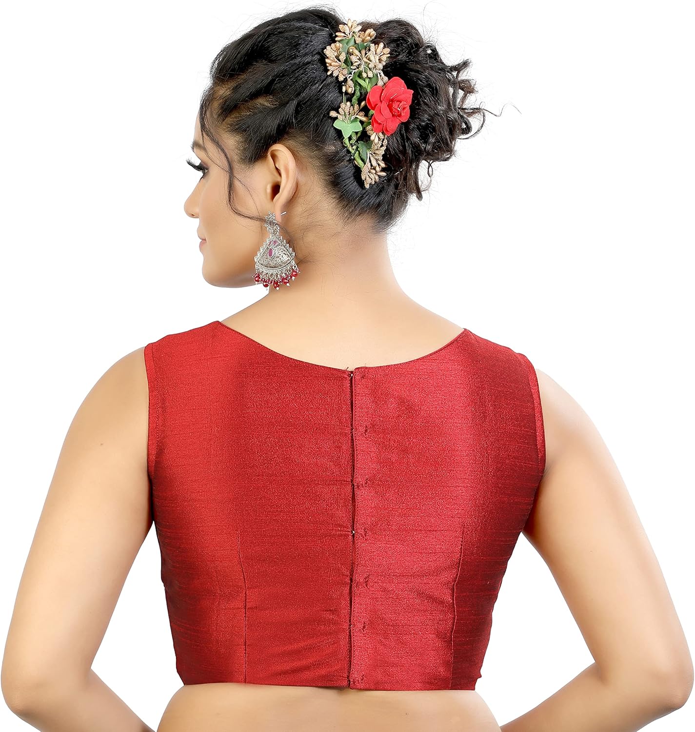 Women's Silk Sleeveless Readymade Saree Blouse - Image 2