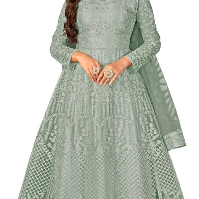 Women's Indian Traditional Full Length Heavy Embroidered Ethnic Anarkali Gown with Dupatta for Women's