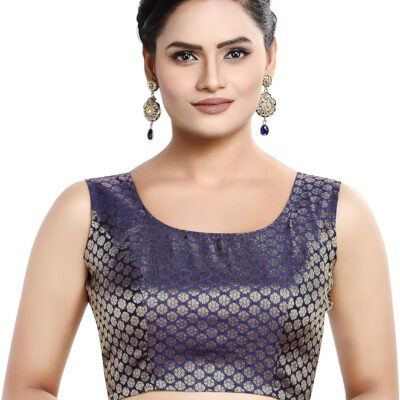Women's Sleeveless Brocade Readymade Saree Blouse