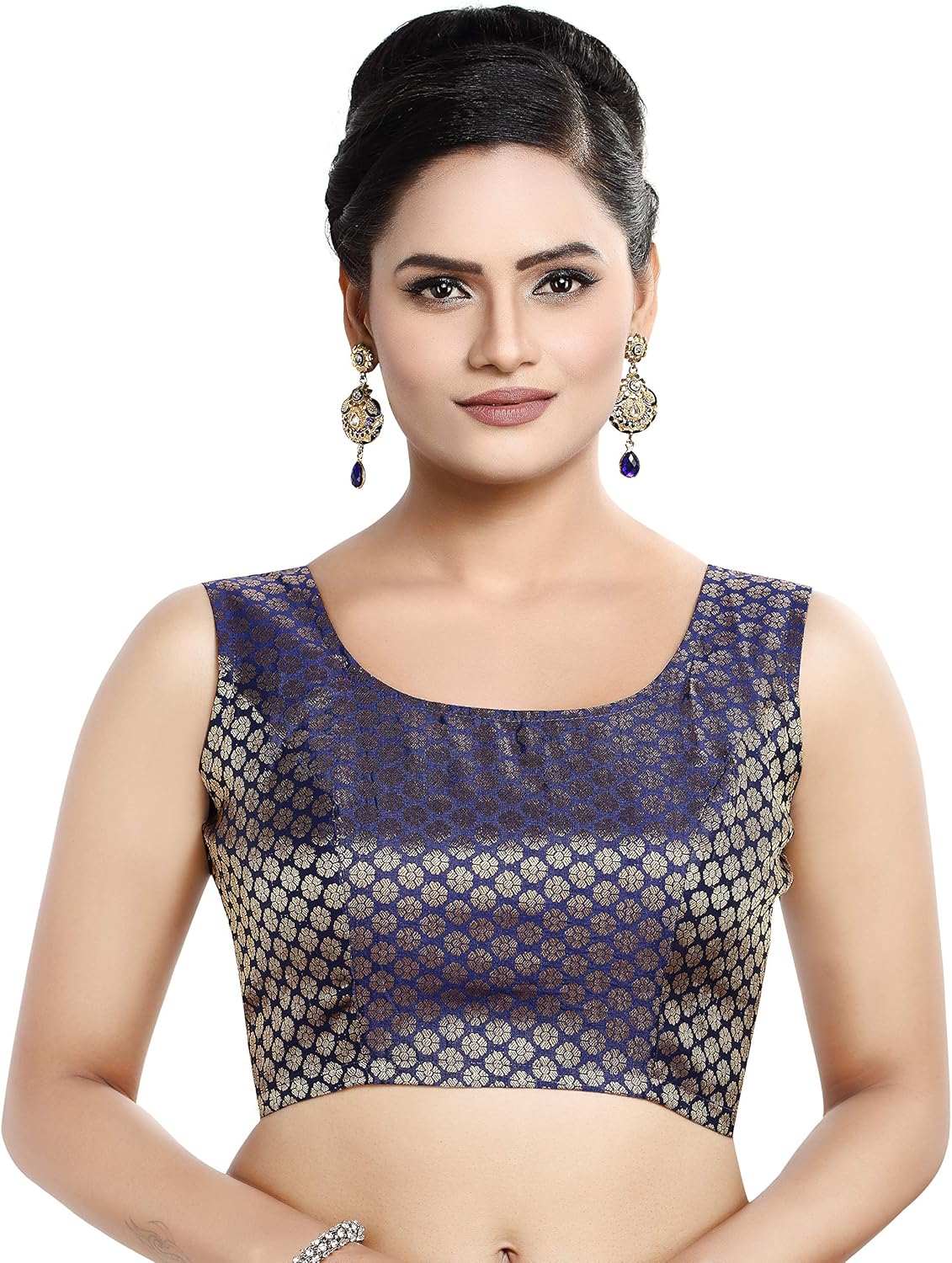 Women's Sleeveless Brocade Readymade Saree Blouse